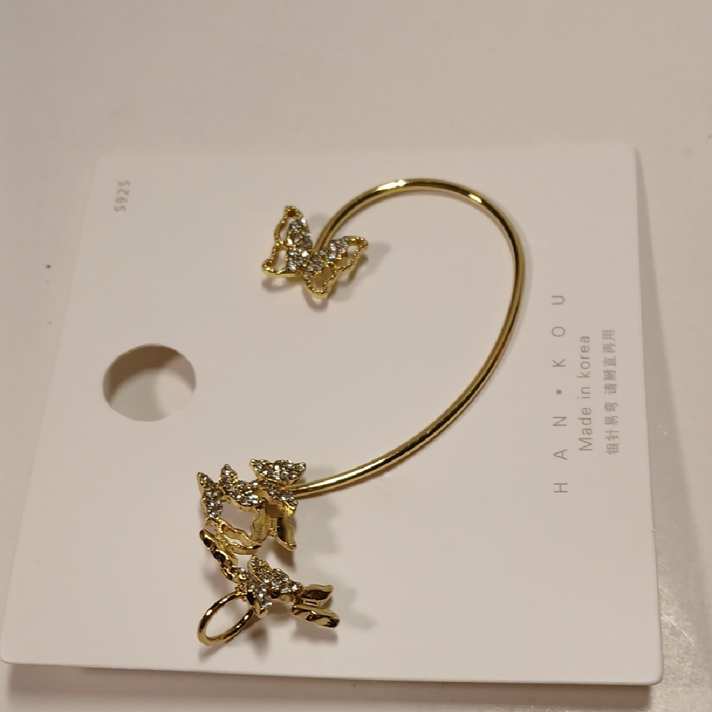 Gold Butterfly Crystal Ear Cuff